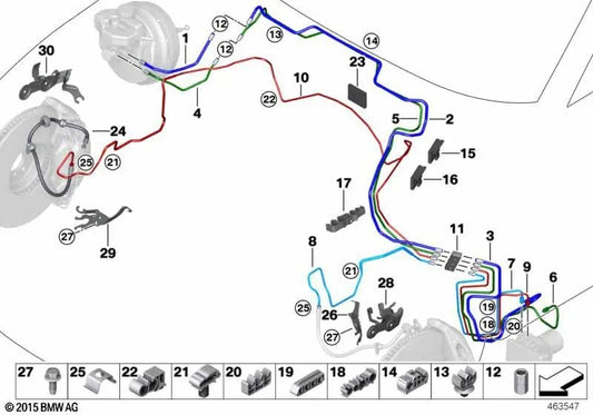 OEM Quintuple Pipe Clip 34306863651 for BMW F90 M5, G30, G31 Touring, G32 GT, G11, G12... and more. Genuine BMW.