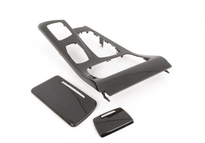 Juego de molduras consola central madera Fineline OEM 51169206377 para BMW F10, F11. Original BMW.