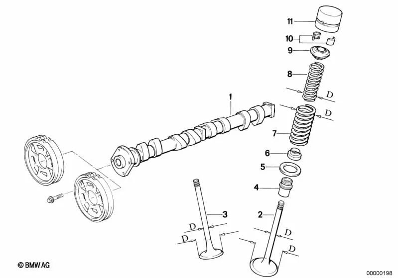 Válvula de escape OEM 11341727151 para motor BMW E30 318is, M42. BMW genuíno.