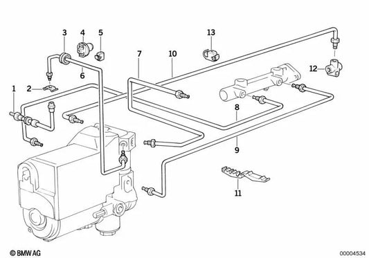 Tubería de freno OEM 34326755656 para BMW 3' E21, 3' E30, 5' E28, 5' E34, Z1 E30... y más. Original BMW.