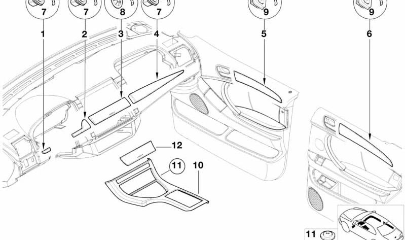 OEM della porta d'ingresso sinistra Embellecer BMW originale.