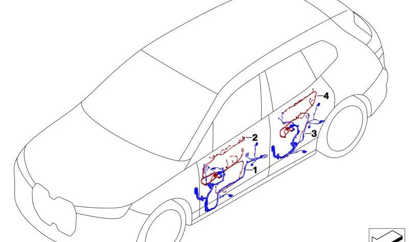Mazo de cables para panel de puerta lado conductor OEM 61125A53206 para BMW i20. Original BMW.