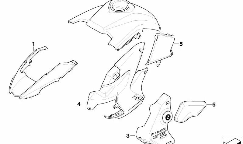 Capa esquerda do tanque de combustível OEM 46637709323 para BMW Motorrad R1200GS (K50), R1200GS Adventure (K51), R1250GS (K50), R1250GS Adventure (K51). BMW Motorrad original.