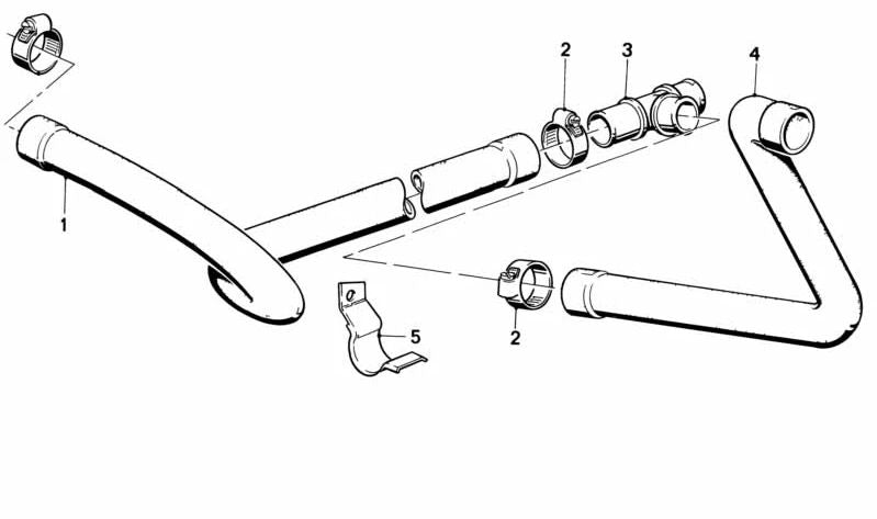 Manguera del sistema de refrigeración OEM 11531719983 para BMW E24 635CSi {todos los modelos: 5331, 5332, 5341, 5342, 5351, 5352, 5361, 5362, 5371, 5372}. Original BMW.
