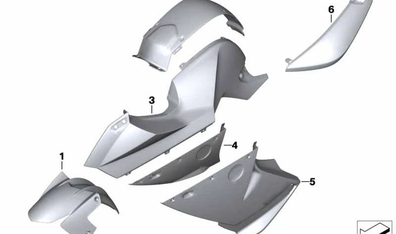 Parte inferior do acabamento esquerdo OEM 46637693353 para motocicletas BMW F 800 S, F 800 ST. Originais BMW Motorrad.