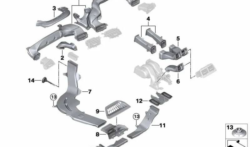 Conduito do ar traseiro direito para BMW G38, G38N, G11, G11N, G12, G12N (OEM 51477458018). BMW original.