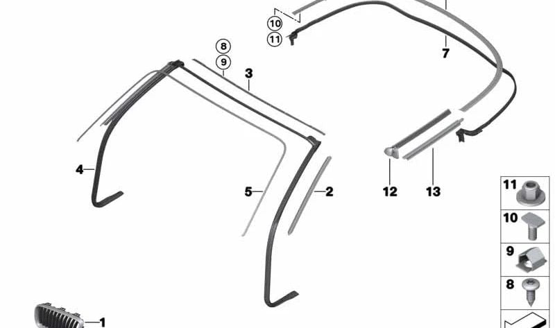 Moldura cromada para tapa del maletero OEM 51177404368 para BMW Serie 2 Cabrio F23 (modelos 218d). Original BMW.
