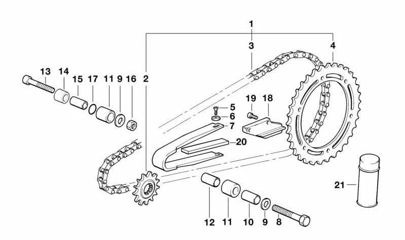 Cadena de transmisión OEM 27722345586 para motos BMW F650, F650 ST (E169). Original BMW Motorrad.