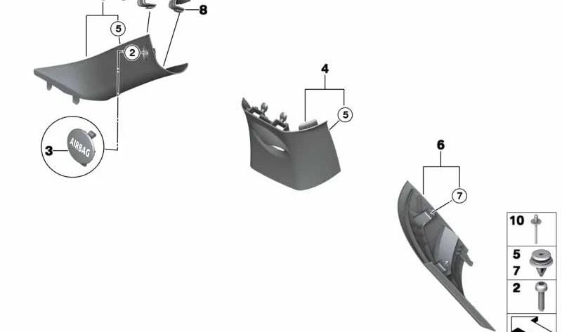 Paramento columna A derecha OEM 51439812098 para MINI Countryman R60, Paceman R61. Original MINI.