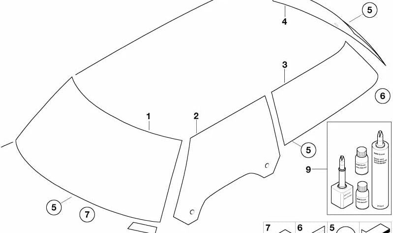 Parabrisas verde OEM 51317146545 para MINI R50, R53, Cabrio R52. Original MINI.