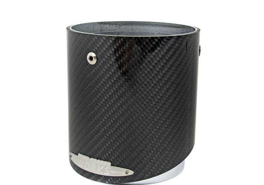 Embellecedor trasero del tubo de escape JCW en carbono OEM 18302349677 para MINI F56, F55, Clubman F54, Cabrio F57, Countryman F60… y más. Original MINI.