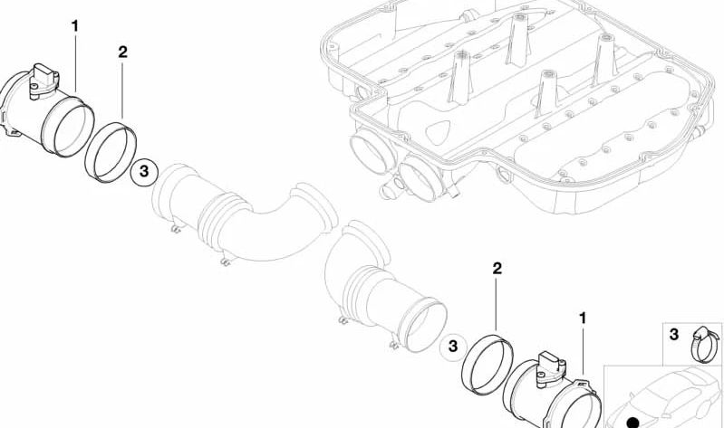 Medidor de masa de aire OEM 13621433566 para BMW E39, E38, E52. Compatible con motores M62 y S62. Original BMW.