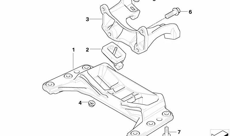 Soporte de caja de cambios OEM 22326769879 para BMW E60, E61, E63, E64. Original BMW.