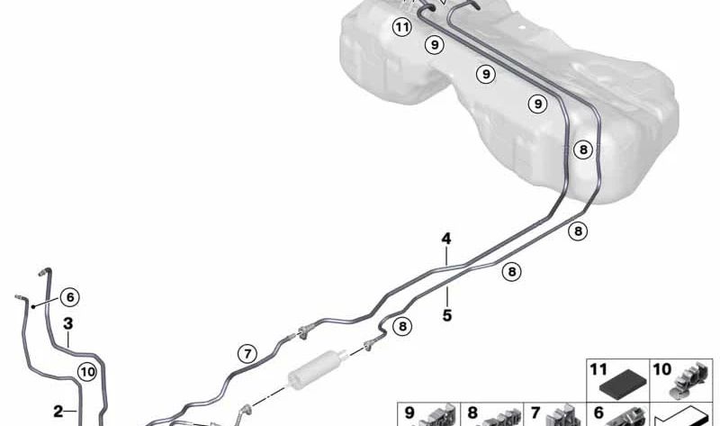 Tubería de combustible OEM 16127387117 para BMW G30. Original BMW.