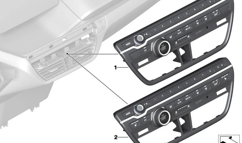 Panel de control climatizador y radio OEM 61315A0A3F6 para BMW i3 (I01, I01N). Recambio original BMW.
