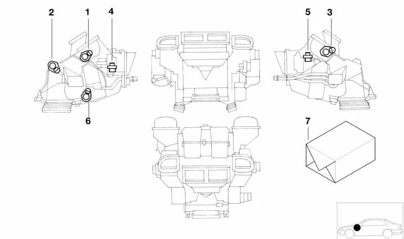 Actuador de trampilla del habitáculo trasero para BMW Serie 5 E39, X5 E53 (OEM 64116935441). Original BMW