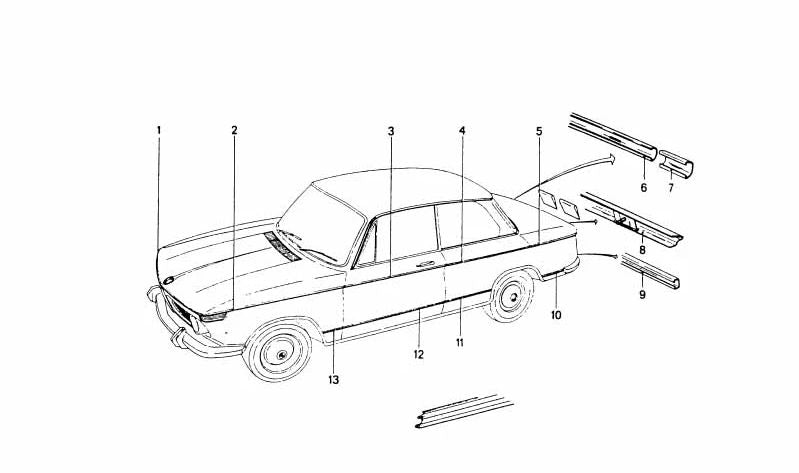 Moulage de protection de la porte droite pour BMW (OEM 51131814688). BMW d'origine
