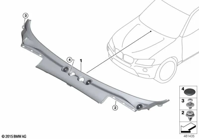 Cubierta de Capó para BMW X3 F25, X4 F26 (OEM 51717206135). Original BMW.