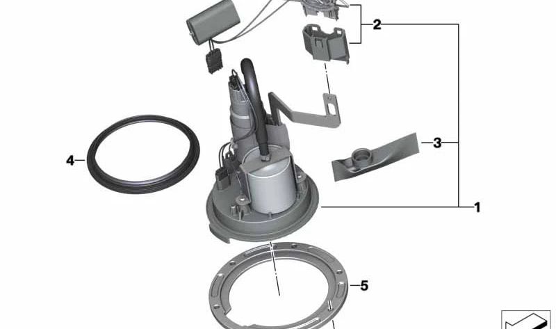 Bomba de combustible con sensor de palanca OEM 16148414945 para BMW Motorrad S 1000 R, S 1000 RR, M 1000 R, M 1000 RR. Original BMW Motorrad.