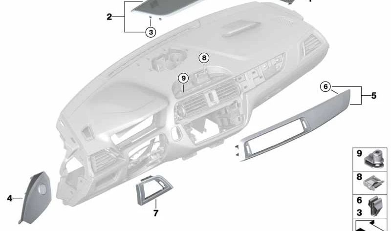 Palestrante Central OEM 51459394347 para BMW F20N, F21N, F22N, F23N, F87N. Peça original da BMW.