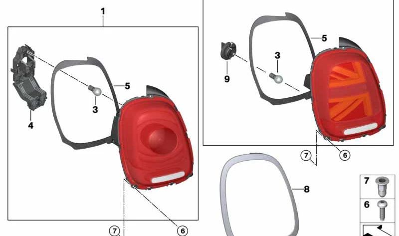 Piloto trasero derecho OEM 63217297510 para MINI F56, F55, Cabrio F57. Original MINI.