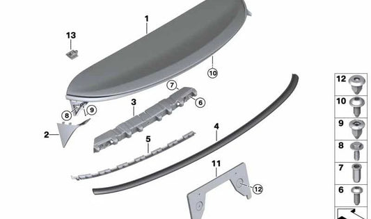 Spoiler trasero imprimado OEM 51627379603 para MINI F55 ONE/COOPER (09/2013 - 03/2021). Original MINI.