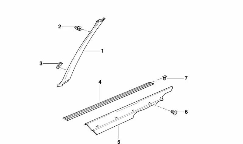 Right entry sill cover for BMW 3 Series E30 (OEM 51471933722). Original BMW