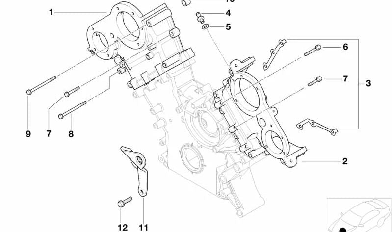 Tapa superior del cárter de distribución OEM 11147830134 para BMW E39 M5 y BMW Z8 E52 (motores V8 S62). Original BMW.