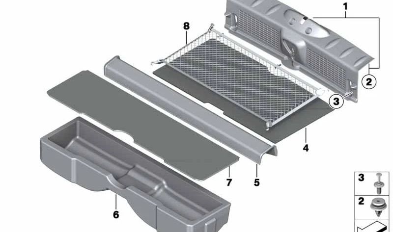 Paramento de borde de portamaleta OEM 51472758908 para MINI Coupé R58, Roadster R59. Original MINI.