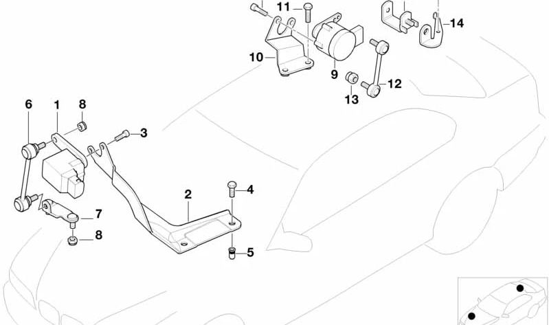 Soporte sensor de altura OEM 31126753980 para BMW E46. Original BMW.
