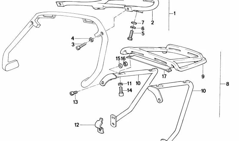 Soporte izquierdo OEM 46542303555 para BMW R850GS, R1100GS, R1150GS. Original BMW.