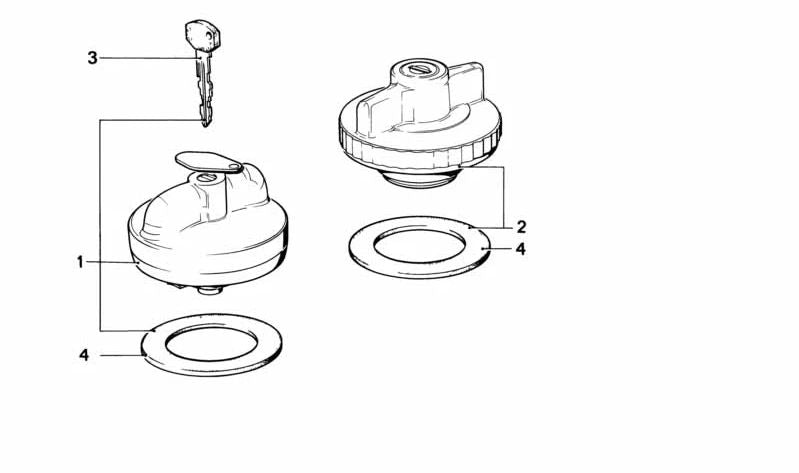 Tapa de combustible con llave OEM 16111106487 para BMW E21, E12. Original BMW.