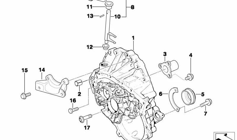 Casquillo de eje OEM 23110530904 para MINI R50, R52, R53. Pieza original MINI. Repuesto usado en el interior del cambio de marchas, compatible con modelos Cooper y One con cambio manual o automático.