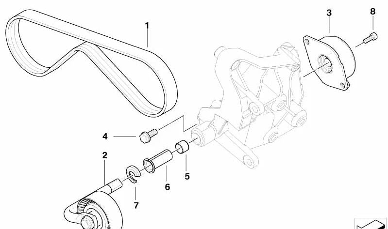 Tensor de correa OEM 64557786545 para BMW E46. Original BMW.