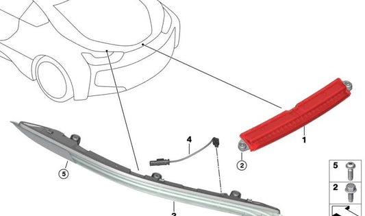 Piloto intermitente LED derecho OEM 63217310786 para BMW I12, I12N, I15. Pieza original BMW.