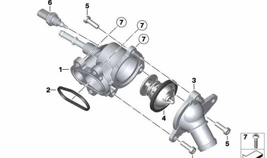 Thermostat housing gasket OEM 11518534210 for BMW motorcycles F750GS, F850GS, F900R, F900XR... and more. Original BMW Motorrad.