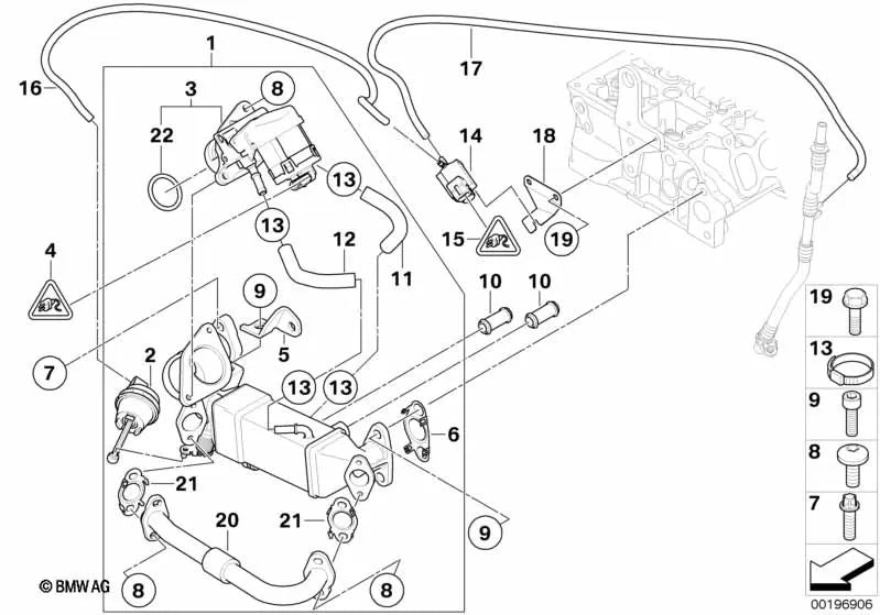 Tubo di ricircolo dei gas di scarico OEM 11718506451 per BMW X1 E84, X3 E83 LCI. BMW originale.