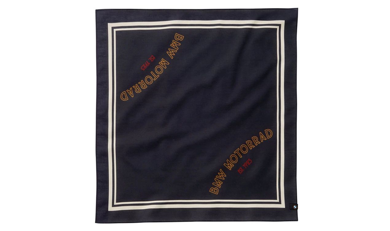 Bandana comemorativa de 100 anos OEM 76617109820 para BMW Motorrad. Compatível com todos os modelos BMW Motorrad. Produto BMW original.