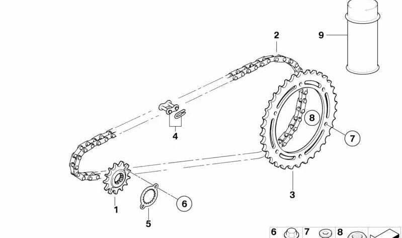 Cadena de transmisión OEM 27727728246 para motos BMW G 450 X K16 (09/2007 - 06/2010). Original BMW Motorrad.
