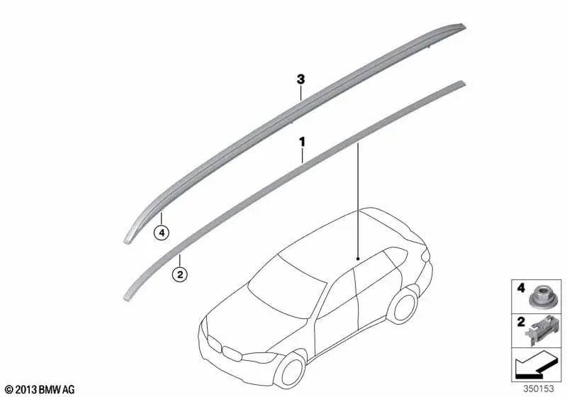 Moldura techo derecha para BMW X5 F15, F85 (OEM 51137358034). Original BMW
