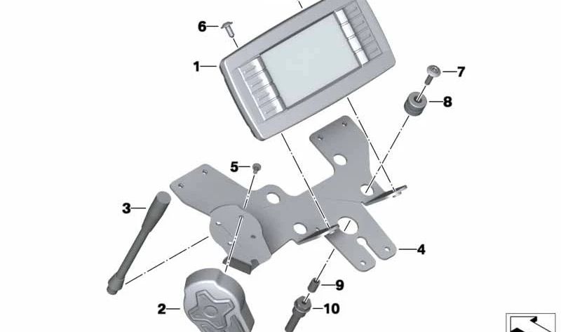 Soporte para mando central OEM 65618527972 para BMW Motorrad F 800 GT (FK71) modelos 2012-2019. Pieza original BMW Motorrad.