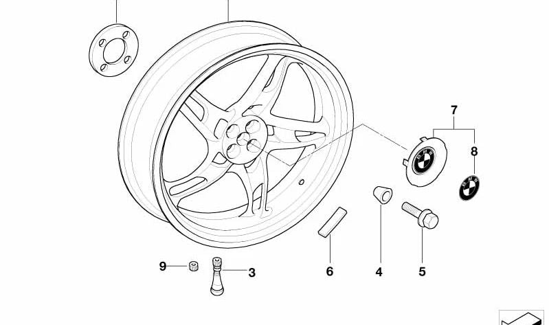 Tapacubo OEM 36317669853 para BMW Motorrad R1200C (R259) de 2003 a 2004. Peça original BMW Motorrad.