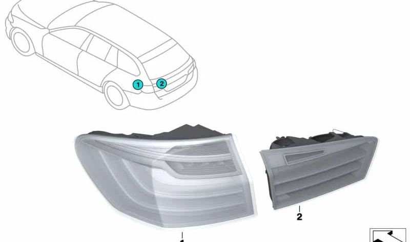 Piloto trasero izquierdo maletero OEM 63217370347 para BMW Serie 5 F11, F11N. Luz trasera original para portón. Compatible con modelos con facelift. Original BMW.
