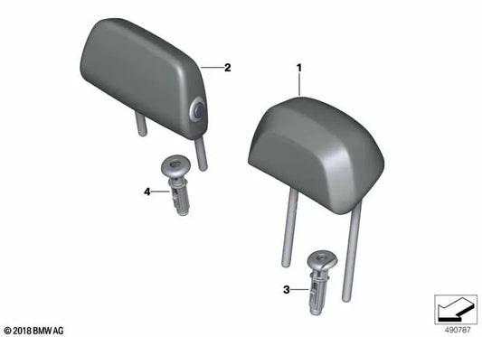 Kopfstütze vorne schwarz Kunstleder OEM 52205A01CC6 für BMW 2' G42, G87 M2. Original BMW.