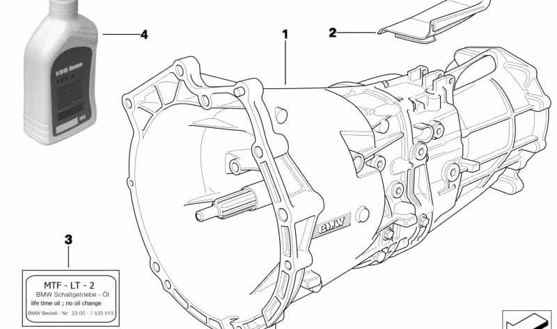 Cubierta OEM 23001434634 para BMW X5 E53 3.0d (modelos FA71, FA72, FA81, FA82) con cambio manual o automático. Compatible con versiones fabricadas entre 04/2001 y 09/2003. Original BMW.