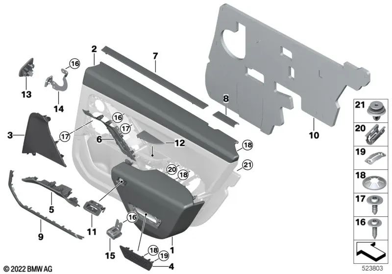 Desbloqueo emergencia puerta trasera derecha OEM 51425A2DF28 para BMW Serie 7 G70. Original BMW.