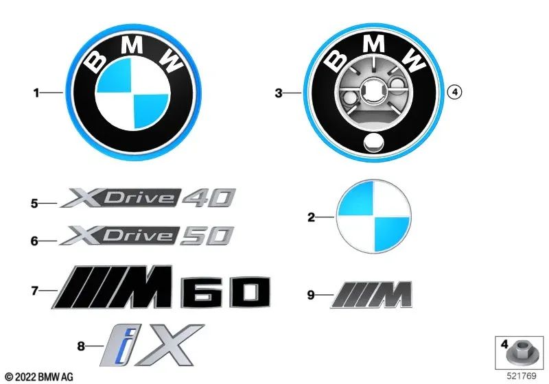 Emblema per BMW I20 (OEM 51145A060A4). BMW originale