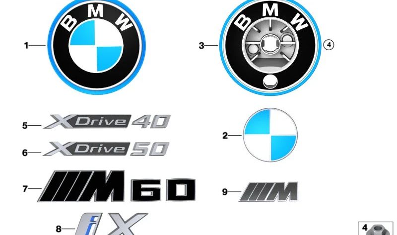 Emblema XDRive40 Chrome 51145A060A6 per BMW IX I20 XDRive40 (modelli 11CF e 12CF) dal 07/2021 al 02/2025. BMW originale.