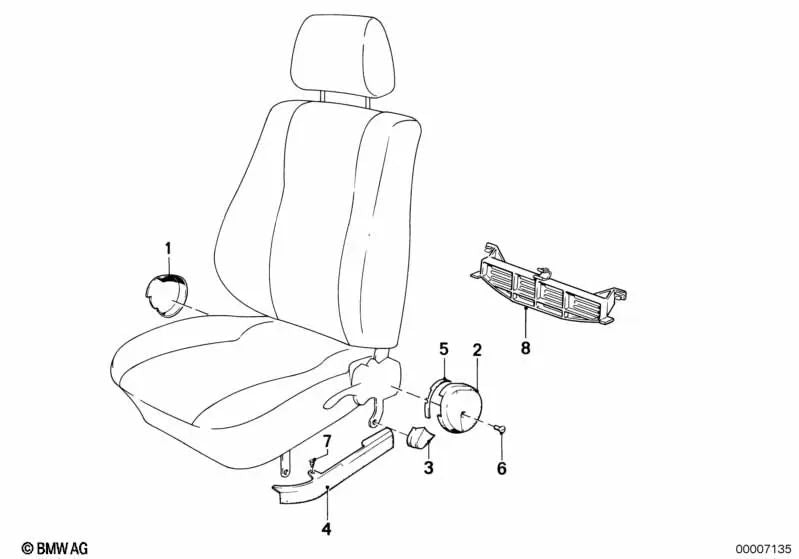 Blende exterior derecha para BMW E30 (OEM 52101942102). Original BMW