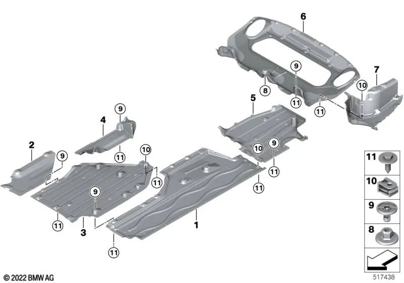 Rear diffuser for BMW G70 (OEM 51755A67A70). Original BMW